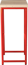 Load image into Gallery viewer, Red metal stool with whitewash stain ash wood made in UK - side view round frame
