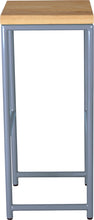 Load image into Gallery viewer, Shaker blue metal stool with natural stain ash wood made in UK - side view round frame
