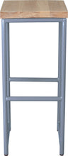 Load image into Gallery viewer, Shaker blue metal stool with whitewash stain ash wood made in UK - front view round frame
