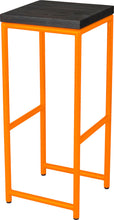 Load image into Gallery viewer, Orange metal stool with black stain ash wood made in UK - angle view round frame
