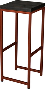 Copper metal stool with black stain ash wood made in UK - angle view square frame