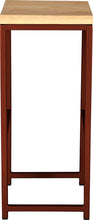 Load image into Gallery viewer, Copper metal stool with natural stain ash wood made in UK - side view square frame
