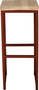 Copper metal stool with whitewash stain ash wood made in UK - front view square frame