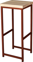 Load image into Gallery viewer, Copper metal stool with whitewash stain ash wood made in UK - angle view square frame
