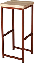 Load image into Gallery viewer, Copper metal stool with whitewash stain ash wood made in UK - angle view square frame
