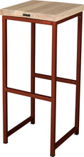 Load image into Gallery viewer, Copper metal stool with whitewash stain ash wood made in UK - back side view square frame
