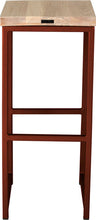 Load image into Gallery viewer, Copper metal stool with whitewash stain ash wood made in UK - back view square frame
