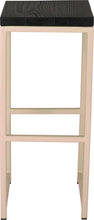 Load image into Gallery viewer, Off white metal stool with black stain ash wood made in UK - front view square frame
