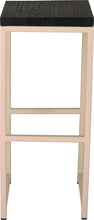 Load image into Gallery viewer, Off white metal stool with black stain ash wood made in UK - front view square frame
