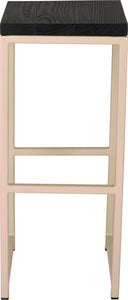 Off white metal stool with black stain ash wood made in UK - front view square frame