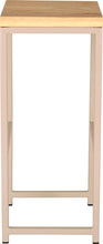 Load image into Gallery viewer, Off white metal stool with natural stain ash wood made in UK - side view square frame
