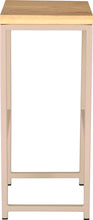 Load image into Gallery viewer, Off white metal stool with natural stain ash wood made in UK - side view square frame
