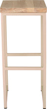 Load image into Gallery viewer, Off white metal stool with whitewash stain ash wood made in UK - front view square frame
