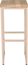 Load image into Gallery viewer, Off white metal stool with whitewash stain ash wood made in UK - front view square frame
