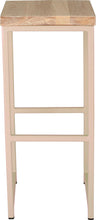 Load image into Gallery viewer, Off white metal stool with whitewash stain ash wood made in UK - front view square frame
