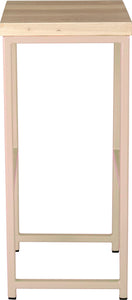 Off white metal stool with whitewash stain ash wood made in UK - side view square frame