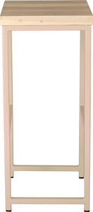Off white metal stool with whitewash stain ash wood made in UK - side view square frame