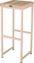Load image into Gallery viewer, Off white metal stool with whitewash stain ash wood made in UK - back side view square frame
