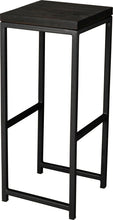 Load image into Gallery viewer, Gloss black metal stool with black stain ash wood made in UK - angle view square frame
