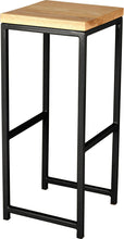 Load image into Gallery viewer, Gloss black metal stool with natural stain ash wood made in UK - angle view square frame
