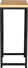 Load image into Gallery viewer, Gloss black metal stool with natural stain ash wood made in UK - side view square frame
