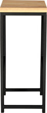 Load image into Gallery viewer, Gloss black metal stool with natural stain ash wood made in UK - side view square frame
