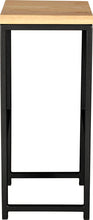 Load image into Gallery viewer, Gloss black metal stool with natural stain ash wood made in UK - side view square frame
