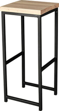 Load image into Gallery viewer, Gloss black metal stool with whitewash stain ash wood made in UK - angle view square frame
