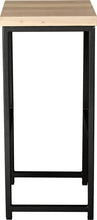 Load image into Gallery viewer, Gloss black metal stool with whitewash stain ash wood made in UK - side view square frame
