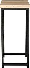 Load image into Gallery viewer, Gloss black metal stool with whitewash stain ash wood made in UK - side view square frame
