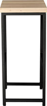 Load image into Gallery viewer, Gloss black metal stool with whitewash stain ash wood made in UK - side view square frame

