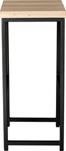 Gloss black metal stool with whitewash stain ash wood made in UK - side view square frame