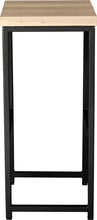 Load image into Gallery viewer, Gloss black metal stool with whitewash stain ash wood made in UK - side view square frame
