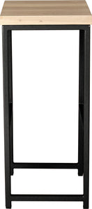 Gloss black metal stool with whitewash stain ash wood made in UK - side view square frame