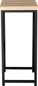 Gloss black metal stool with whitewash stain ash wood made in UK - side view square frame