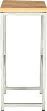 Load image into Gallery viewer, Gloss white metal stool with natural stain ash wood made in UK - side view square frame
