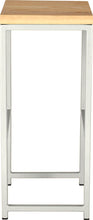 Load image into Gallery viewer, Gloss white metal stool with natural stain ash wood made in UK - side view square frame
