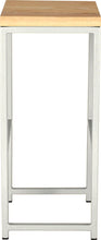 Load image into Gallery viewer, Gloss white metal stool with natural stain ash wood made in UK - side view square frame
