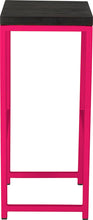 Load image into Gallery viewer, Hot pink metal stool with black stain ash wood made in UK - side view square frame
