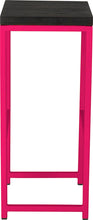 Load image into Gallery viewer, Hot pink metal stool with black stain ash wood made in UK - side view square frame
