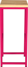 Load image into Gallery viewer, Hot pink metal stool with natural stain ash wood made in UK - side view square frame
