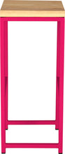 Load image into Gallery viewer, Hot pink metal stool with natural stain ash wood made in UK - side view square frame
