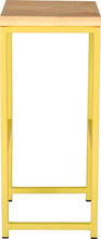 Load image into Gallery viewer, Yellow metal stool with natural stain ash wood made in UK - side view square frame
