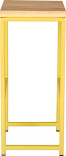 Load image into Gallery viewer, Yellow metal stool with natural stain ash wood made in UK - side view square frame
