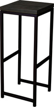 Load image into Gallery viewer, Black metal stool with black stain ash wood made in UK - angle view square frame
