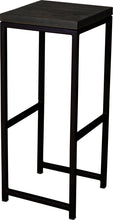 Load image into Gallery viewer, Black metal stool with black stain ash wood made in UK - angle view square frame
