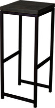 Load image into Gallery viewer, Black metal stool with black stain ash wood made in UK - angle view square frame
