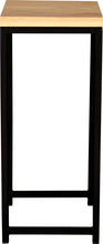 Load image into Gallery viewer, Black metal stool with natural stain ash wood made in UK - side view square frame
