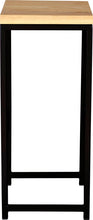 Load image into Gallery viewer, Black metal stool with natural stain ash wood made in UK - side view square frame
