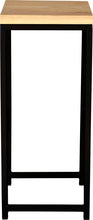 Load image into Gallery viewer, Black metal stool with natural stain ash wood made in UK - side view square frame

